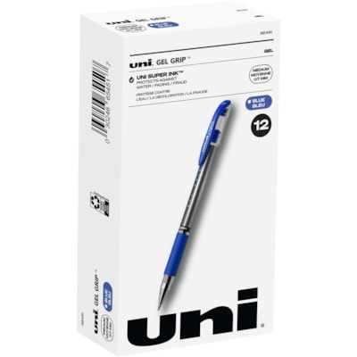 uniball(tm) Gel Grip Pens - 0.7 mm (0.03") Medium Pen Point - Blue Ink - Gel-based - 1 Dozen MED. NON-REFILLABLE SANFORD