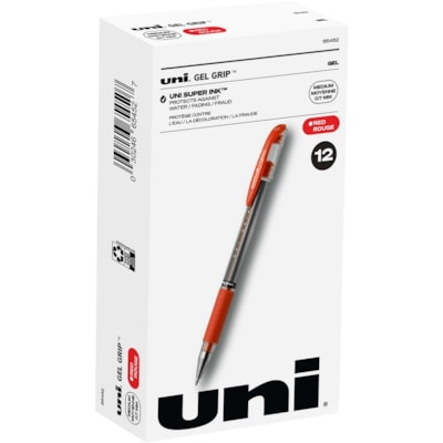 uniball(tm) Gel Grip Pens - 0.7 mm (0.03") Medium Pen Point - Red Ink - Gel-based - 1 Dozen .7 M RED 