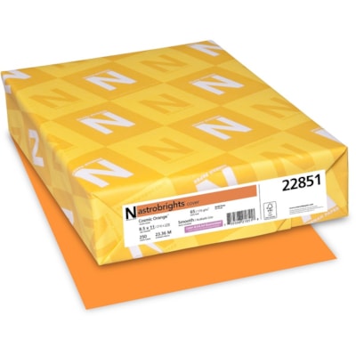 Astrobrights - Carton coloré - Cosmic Orange - format lettre - 8 1/2 po (215,90 mm) x 11 po (279,40 mm) - 65 lb (29483,50 g) Poids de Base - Lisse - Sans acide, Sans lignine, Résistants, Heavyweight - Orange cosmique - 250 / emballage FSC LASER INKJET GUARANTEED COSMIC ORANGE