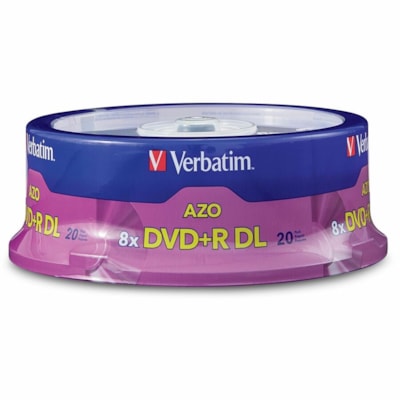 Verbatim DVD+R DL 8.5GB 8X with Branded Surface - 20pk Spindle - 120mm - Double-layer Layers - 4 Hour Maximum Recording Time 8.5GB 