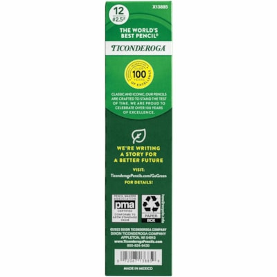 Ticonderoga No. 2.5 Pencils - Black Lead - # 2.5 - Yellow Cedar Barrel - 12 / Box 12/BOX 