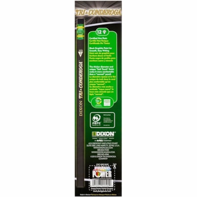 Ticonderoga Tri-Conderoga Wood-Cased Pencils with Sharpener - 2HB - Black Barrel - 12 / Box 12 COUNT BOX 