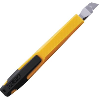 Olfa Multipurpose Professional Model Cutter - 8.74" (222 mm) Height x 0.51" (12.95 mm) Width x 3.62" (91.95 mm) Length - Retractable, Locking Blade - Yellow - 1 Each 9MM BLADE  DURABLE ABS HANDLE POCKET-CLIP AND BLADE SNAPPER