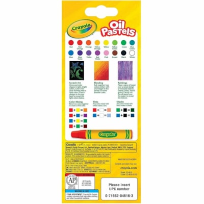 Crayola Opaque Colors Oil Pastels - Assorted, Red Orange, Red-violet, Violet, White, Yellow Green, Yellow-orange, Orange, Pink, Red, Green, ... - 16 / Set  