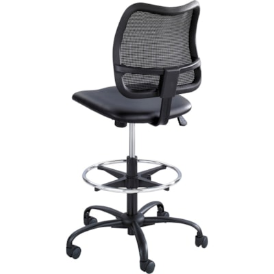 Safco Vue Extended-Height Vinyl Chair - Black Seat Color - Vinyl, Nylon, Polyester Seat Material - Black Back Color - 5-star Base - 1 Each STABLE HEIGHT-ADJUSTABLE SEAT MESH BACK/VINYL SEAT