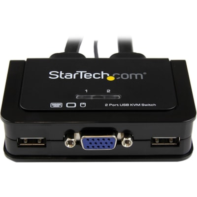 StarTech.com 2 Port USB VGA Cable KVM Switch - USB Powered with Remote Switch - Control two VGA, USB-equipped PCs with a single monitor, keyboard, and mouse peripheral set - 2 Port USB VGA Cable KVM Switch - USB Powered with Remote Switch - KVM with VGA - Dual Port VGA KVM Switch - Two Port VGA USB   PERP 