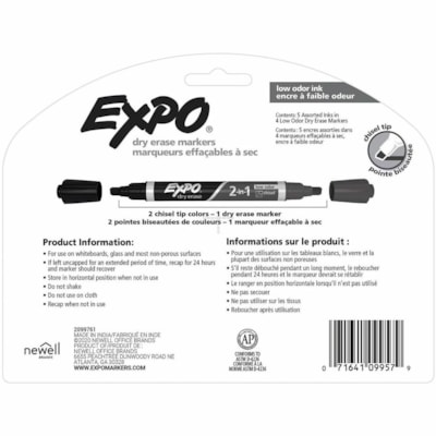 Expo 2-in-1 Dry Erase Markers - Chisel Marker Point - Black/Green, Black/Red, Black/Blue, Black/Purple Ink - 4 / Pack CHISEL (BLACK+4 COLOURS) LOW ODOUR