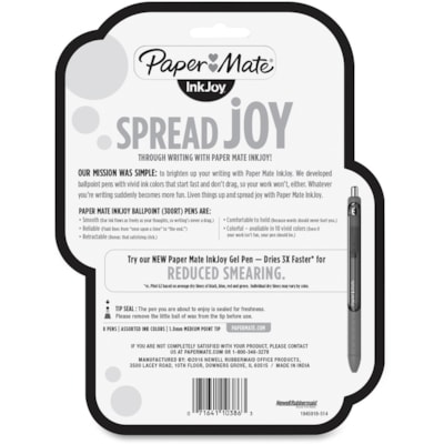 Paper Mate Inkjoy 300 RT Ballpoint Pen - 1 mm (0.04") Pen Point - Retractable - Assorted Ink - Assorted Barrel - 8 / Pack  1.0MM