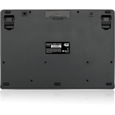 Adesso Wireless Mini Touchpad Keyboard - Wireless Connectivity - RF - 30 ft (9144 mm) - 2.40 GHz - USB Interface - 87 Key(s) - Power Switch, Connect, Right Mouse, Left Mouse, Windows Key Hot Key(s) - English (US) - Computer - TouchPad - Windows - Membrane Keyswitch - AAA Battery Size Supported - Bla  