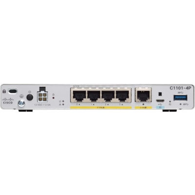 Cisco C1101-4P Router - 1 Ports - Gigabit Ethernet - Rack-mountable, Desktop - 1 Year AN Router 
