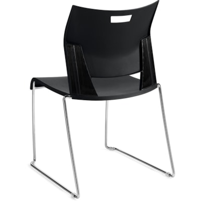Global® Duet(tm) Stacking Chairs - Black Seat Color - Polypropylene Seat Material - Black Back Color - Polypropylene Back Material - Steel Frame Material - Sled Base - 1 Each POLYPROPYLENE SEAT & BACK 