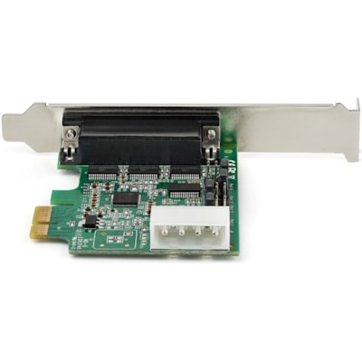 StarTech.com 4-port PCI Express RS232 Serial Adapter Card - PCIe to Serial DB9 RS-232 Controller Card - 16950 UART - Windows/Linux - 4 port PCI Express RS232 serial controller card w/16950 UART/ASIX AX99100 - Bi-directional speeds 921.6Kbps/port | 256 byte FIFO | 9th data bit - Pin 9 pwr out 5v/12v/  CTLR 