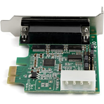 StarTech.com 4-port PCI Express RS232 Serial Adapter Card - PCIe Serial DB9 Controller Card 16950 UART - Low Profile - Windows/Linux - 4 port PCI Express RS232 serial controller card w/16950 UART/ASIX AX99100 - Bi-directional speeds 921.6Kbps/port | 256 byte FIFO | 9th data bit - Pin 9 pwr out 5v/12  CTLR 