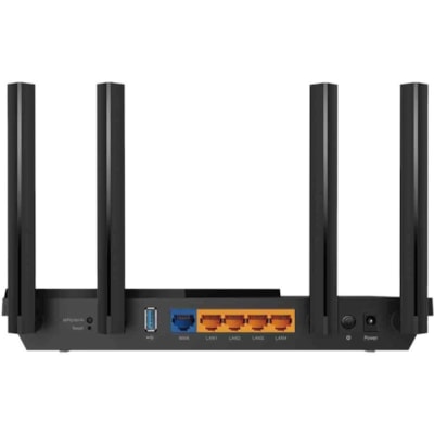 TP-Link Archer AX55 Wi-Fi 6 IEEE 802.11ax Ethernet Wireless Router - Dual Band - 2.40 GHz ISM Band - 5 GHz UNII Band - 4 x Antenna(4 x External) - 375 MB/s Wireless Speed - 4 x Network Port - 1 x Broadband Port - USB - Gigabit Ethernet - VPN Supported - Desktop  