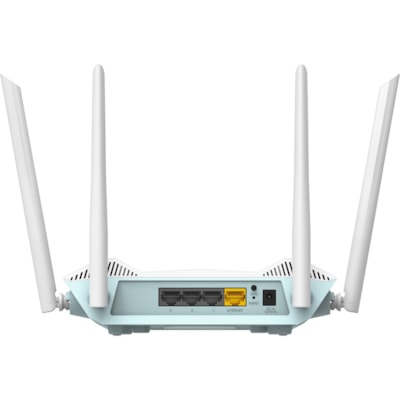 D-Link EAGLE PRO AI R15 Wi-Fi 6 IEEE 802.11ax Ethernet Wireless Router - Dual Band - 2.40 GHz ISM Band - 5 GHz UNII Band - 4 x Antenna(4 x External) - 192 MB/s Wireless Speed - 3 x Network Port - 1 x Broadband Port - Gigabit Ethernet - Desktop ER 