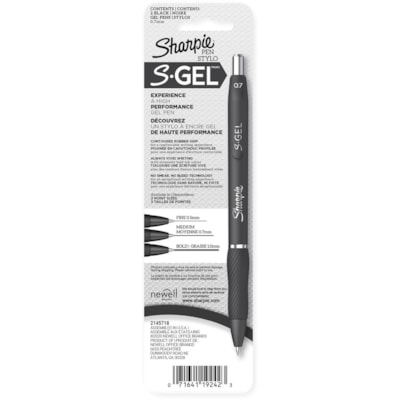 Sharpie - Stylo S-Gel - 0,7 mm (0,03 po) Moyenne Pointe de stylo - Rétractable - Ink Noir - Barrel Blanc - 2 / emballage BLK INK 