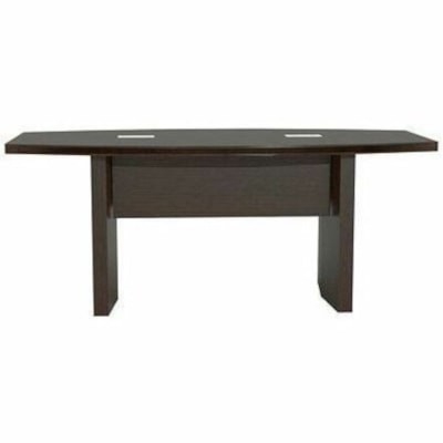 Safco Aberdeen 72" Boat-Shaped Conference Table, Mocha - Material: Medium Density Fiberboard (MDF), Laminate, Wood - Finish: Mocha, Laminate - Durable, Cable Management, Grommet, Modesty Panel, Abrasion Resistant, Stain Resistant - For Conference Table MAYLINE GROUP MOCHA
