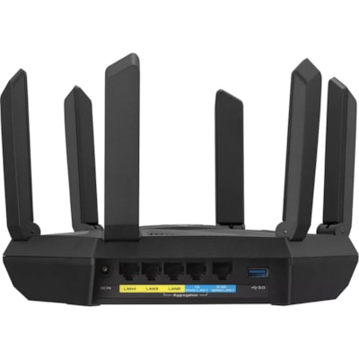 Asus RT-AXE7800 Wi-Fi 6E IEEE 802.11ax Ethernet Wireless Router - Tri Band - 2.40 GHz ISM Band - 6 GHz UNII Band - 6 x Antenna(6 x External) - 975 MB/s Wireless Speed - 3 x Network Port - 2 x Broadband Port - USB - 2.5 Gigabit Ethernet - VPN Supported - Desktop  (802.11AX) RTR  6GHZ B/  2.5G  PRT  AIMESH SUPPRT