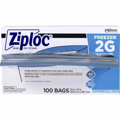 Ziploc® Grip n' Seal Freezer Bags - 2 gal (7570.82 mL) Capacity - 13" (330.20 mm) Width x 15" (381 mm) Length - Blue - Plastic - Food, Meat, Poultry, Fish - 100 / Box - 1 / Carton 2 GALLONS CASE OF 100