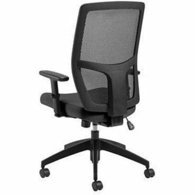 Offices To Go Format Task Chair - Echo, Black Fabric, Medium Density Fiber (MDF) Seat - Black Mesh, Fabric Back - Black Frame - High Back - 5-star Base - Armrest HIGH BACK BLACK TERRACE FABRIC 