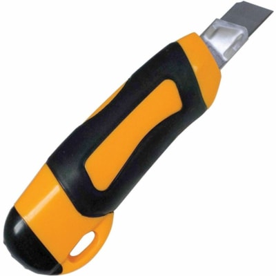 EDGE Utility Knife - 6" (152.40 mm) Height - Rubber Grip, Comfortable Grip, Lockable, Retractable Blade - Rubber, Metal - Yellow, Black - 1 Unit YELLOW / BLACK 