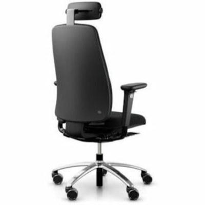 ergoCentric Task Chair Polish Aluminum Base - 5-star Base - Black ADJUSTABLE WITH HEADREST 