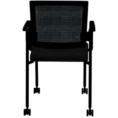 HDL Dune Stackable Guest Armchair with Casters, Black Fabric - Black Seat Color - Fabric Seat Material - Black Back Color - Mesh Back Material - Black Frame Color - Steel Frame Material - Mid Back - Four-legged Base - Black - Armrest - 1 FABRIC SEAT/ WITH CASTERS BLACK