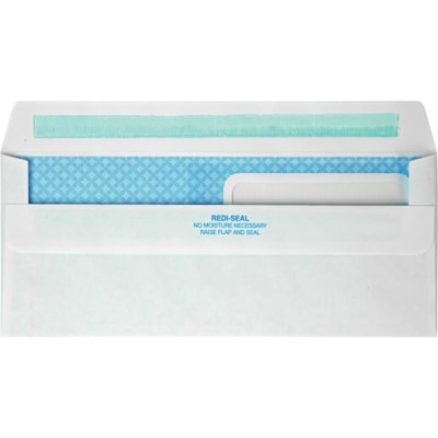 TOPS No. 8-5/8 Double Window Security Tint Envelopes with Redi-Seal® Self-Seal - Double Window - #8 5/8 - 3 5/8" (91.95 mm) Width x 8 5/8" (218.95 mm) Length - 24 lb (10886.22 g) - Self-sealing - White - Wove - 500 / Box #8 FOR STANDARD 3 1/2X8 1/2 CHEQUES 500/BX REDI SEAL