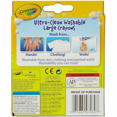 Crayola Kid's 8 Count Large Washable Crayons - Assorted - 8 / Box  