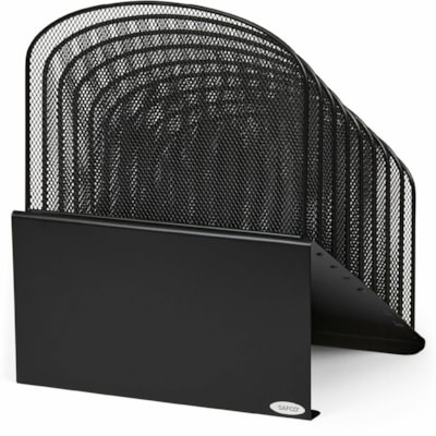 Safco Onyx Wire Mesh Desktop Organizer - 8 Compartment(s) - Compartment Size : 1" (25.40 mm) - 14" (355.60 mm) Height x 11.8" (298.45 mm) Width x 10.8" (273.05 mm) Depth - Desktop - Powder Coated - Black - Steel - 1 Each 8 TIERED SECTIONS EACH 1" WIDE 11 3/4"W X 10 3/4"D X 14"H