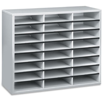 Fellowes 24-Compartment Sorter Literature Organizer - 24 Compartment(s) - Compartment Size : 2.50" (63.50 mm) x 9" (228.60 mm) x 11.63" (295.27 mm) - 23.4" (595.38 mm) Height x 29" (736.60 mm) Width x 11.9" (301.75 mm) Depth - Corrugated - Melamine - Dove Gray - Fiberboard, Wood - 1 Each DOVE GREY 29WX11-7/8DX23-7/16H SELF ADHESIVE LABELS INCLUDED