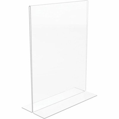 Deflecto Classic Image Double-Sided Sign Holder - 8.50" (215.90 mm) Width x 11" (279.40 mm) Height - Rectangular Shape - Self-standing, Bottom Loading - Indoor, Outdoor - Plastic - Clear - 1 Each 8.5X11 PORTRAIT FOR COUNTERTOP LITERATURE SLIDES IN FROM BTTM