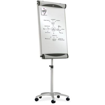 Quartet - Chevalet pour tableau effaçable à sec Euro - largeur de 27 po (685,80 mm) x hauteur de 41 po (1041,40 mm) - Surface Blanc Porcelaine - Frame Argenté Aluminium - Magnétique - 1 chaque PREMIUM  PORCELAINE DURABLE 24X41 PO  5 ROULETTES