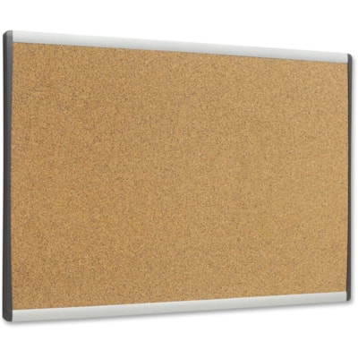 Quartet Arc Cubicle Bulletin Board - 18" (457.20 mm) Board Height x 30" (762 mm) Board Width - Brown Natural Cork Surface - Durable, Self-healing - Silver Aluminum Frame - 1 Each 30" X 18" ALUMINUM FRAME 