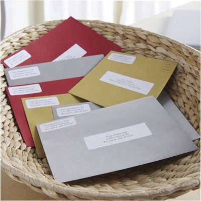 Dymo White Address Labels - 3 1/2" (88.90 mm) Width x 1 1/8" (28.45 mm) Length - Permanent Adhesive - Rectangle - Direct Thermal - White - Paper - Self-adhesive - 130 / Roll - 2 / Box 1-1/8"X3-1/2" 130 LABELS PER ROLL DYMO