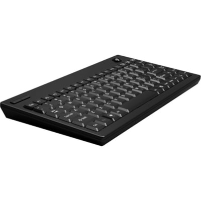 Adesso Wireless Mini Trackball Keyboard - Wireless Connectivity - RF - 30 ft (9144 mm) - 2.40 GHz - USB Interface - 87 Key(s) - Windows Key Hot Key(s) - English (US) - Computer, Monitor, Tablet, Kiosk - Trackball - Windows - Membrane Keyswitch - AA Battery Size Supported - Black  Trackball Keyboard  - Black