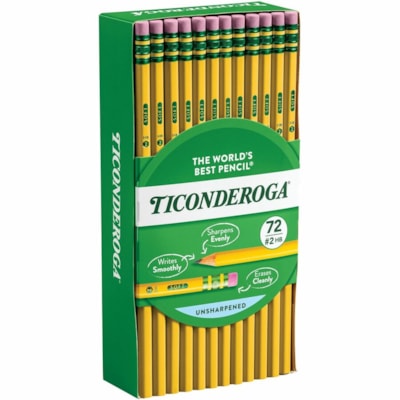 Ticonderoga No. 2 Pencils - #2 - Yellow Cedar Barrel - 72 / Box 72 COUNT SHRINK 