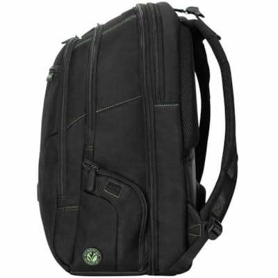 Targus Spruce EcoSmart TBB019US Carrying Case (Backpack) for 17" (431.80 mm) Notebook - Black, Green  - Bump Resistant, Drop Resistant, Water Resistant, Shock Absorbing - Polyester, Plastic Body - Checkpoint Friendly - Shoulder Strap, Trolley Strap - 10.63" (270 mm) Height x 7.48" (190 mm) Width x 0  