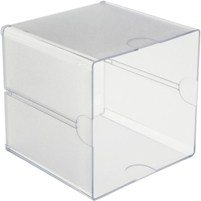 Deflecto Stackable Cube Organizer - 1 Compartment(s) - 6" (152.40 mm) Height x 6" (152.40 mm) Width x 6" (152.40 mm) Depth - Desktop - Stackable - Clear - Plastic - 1 Each 6"X6"X6" CUBE W/CLIPS INCL 