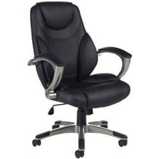 Offices To Go Brighton High Back Tilter Executive Chair with Loop Arms - Black Leather Seat - 5-star Base LUXHIDE BONDED LEATHER  BLACK FULLY ASSEMBLED