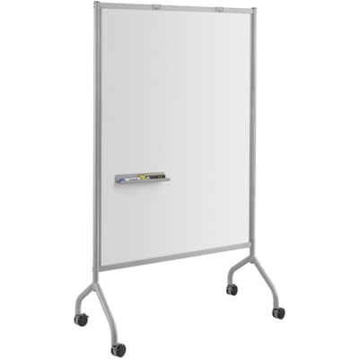 Safco - Écrans de tableau blanc magnétiques impromptus - Surface Gris - Frame Gris Acier - Rectangle - Magnétique - Bac à marqueurs, Roulettes - Assemblage requis - 1 chaque  