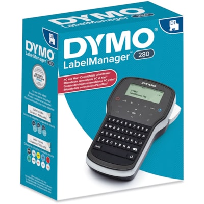 Dymo LabelManager 280P - Tape, Label - 0.25" (6.35 mm), 0.37" (9.40 mm), 0.50" (12.70 mm) - LCD Screen - Battery - Battery Included - Silver, Black - Mac, PC - QWERTY, Underline, Auto Power Off - for Home, Office  