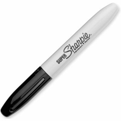 Sharpie Super Permanent Marker - Fine, Bold Marker Point - Black Ink - 1 Dozen PERMANENT INK WRITES ON MOST SURFACE NON-TOXIC