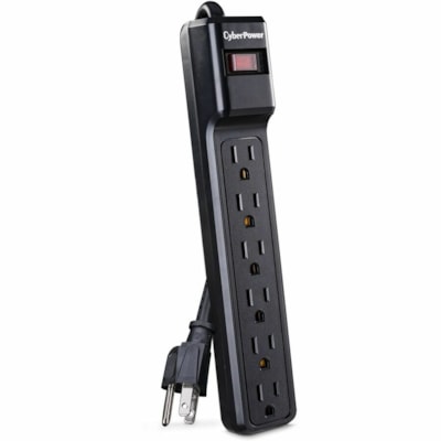 CyberPower CSB6012 Essential 6-Outlets Surge Suppressor with 1200 Joules and 12FT Cord - Plain Brown Boxes - Black - 6 x NEMA 5-15R - 1200 J - 125 V AC Input - 60 kA - 12 ft (3.66 m) - Keyhole/Undermount/Wall Mount ESSENTIAL SERIES CSB6012 