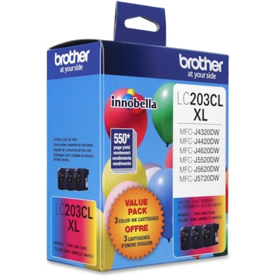 Brother Innobella LC2033PKS Original Ink Cartridge - Inkjet - High Yield - 550 Pages Cyan, 550 Pages Magenta, 550 Pages Yellow - Cyan, Magenta, Yellow - 3 / Pack R 3PKS 