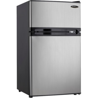 Danby Designer - Designer 3,1 cu. Réfrigérateur compact à 2 portes en acier inoxydable - 87,78 L - Montage supérieur - Réversible - 63,15 L Capacité nette totale - 24,64 L Capacité nette du réfrigérateur - 120 V CA - 319 kWh par An - Sans  STAINLESS STEEL 87L TOTAL CAPACITY REFRIGERATR