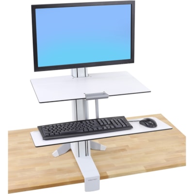 Ergotron WorkFit-S, Single HD with Worksurface+ (White) - Up to 30" Screen Support - 29 lb (13154.18 g) Load Capacity - Desktop - Aluminum, Plastic, Steel - White n for Mid-Size Monitor  HD  wi th Worksurface and L