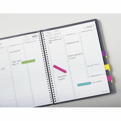 Post-it® - Languettes dans un distributeur de poche - Couleurs vives - largeur de drapeau/note 1/2 po (12,70 mm) x longueur de drapeau/note 1 3/4 po (44,45 mm) - Orange, Pourpre, Vert, Bleu, Rose - Amovible - 100 / emballage  
