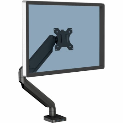 Fellowes Platinum Series Single Monitor Arm - Height Adjustable - 1 Display(s) Supported - 19.7" to 32" Screen Support - 17.60 lb (7983.23 g) Load Capacity - 75 x 75, 100 x 100 - VESA Mount Compatible - Steel - 1 Unit 2 USBPORTS.CLAMP/GROMMET MOUNT HOLDS 30"/20 LBS MONITOR