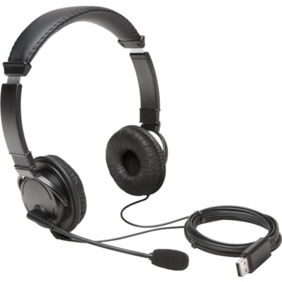 Kensington Classic USB-A Headset with Mic - Stereo - USB Type A - Wired - Over-the-head - Binaural - Circumaural - 6 ft Cable - Noise Cancelling Microphone - Noise Canceling HI-FI HEADPHONE  BLACK 